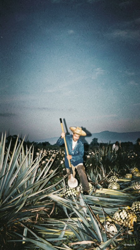 A jimador harvesting blue agave in the Jalisco highlands